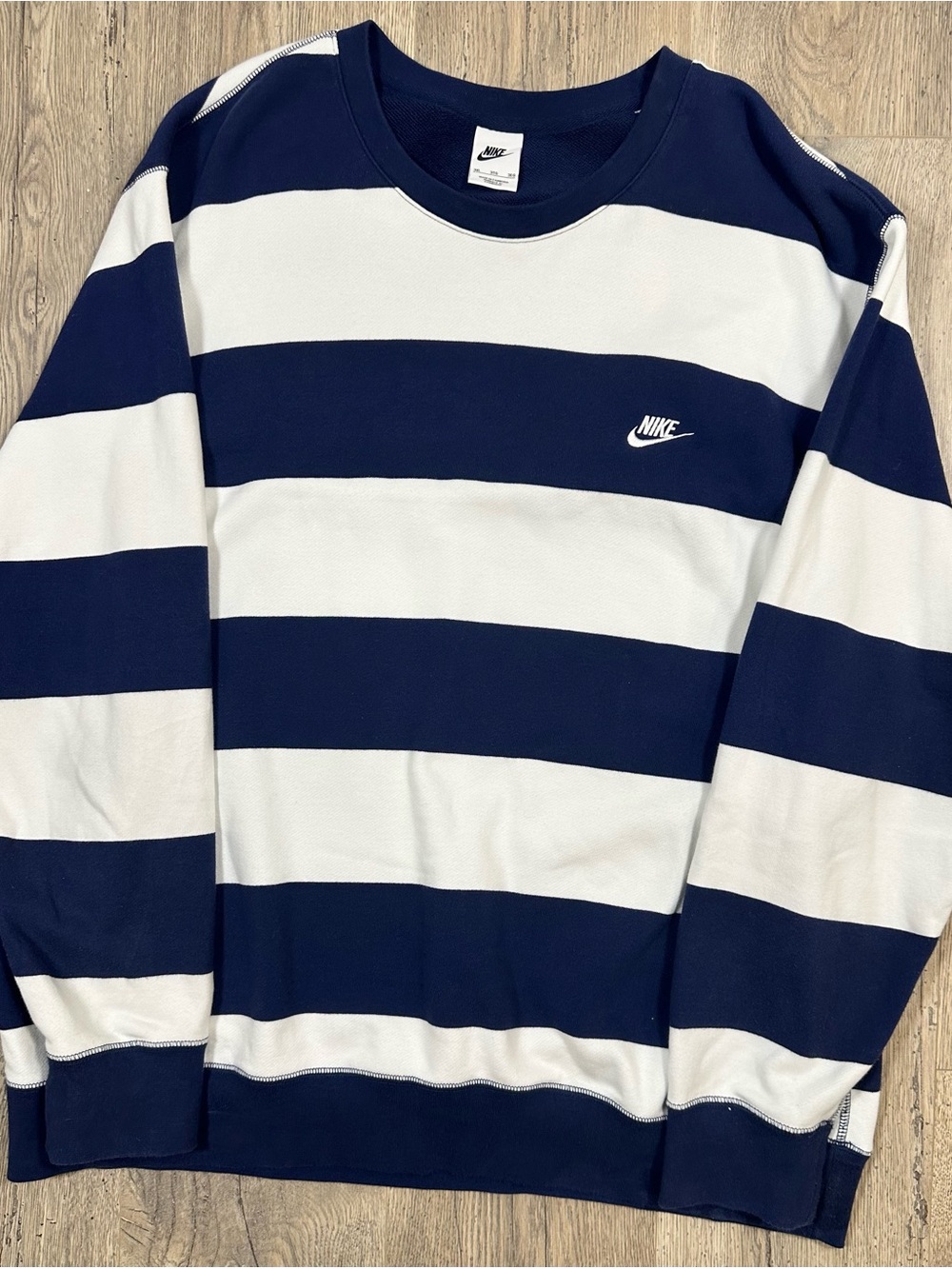 Nike Men's 3XL Club Fleece Striped Heavyweight French Terry Crew FN3106-410